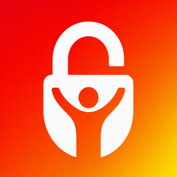 RoutinePass app icon: a padlock combined with a raised-arms figure on a warm gradient